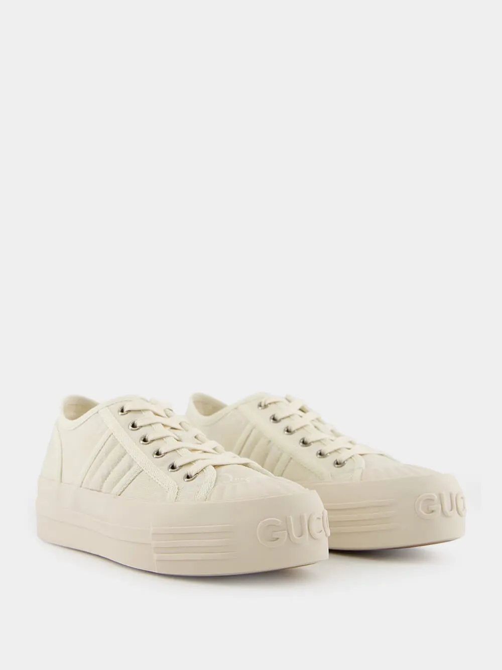 White GG Canvas Chunky Trainer
