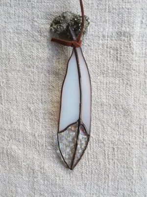 white iridescent mini glass feather - Colin Adrian Glass