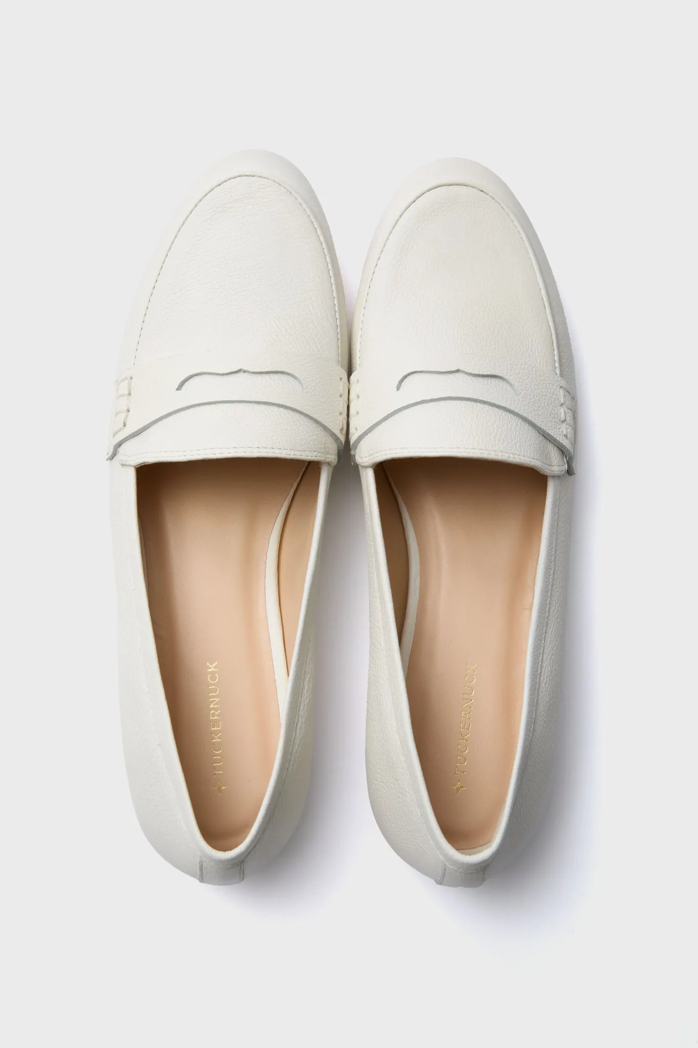 White Pebbled Rowan Leather Loafers