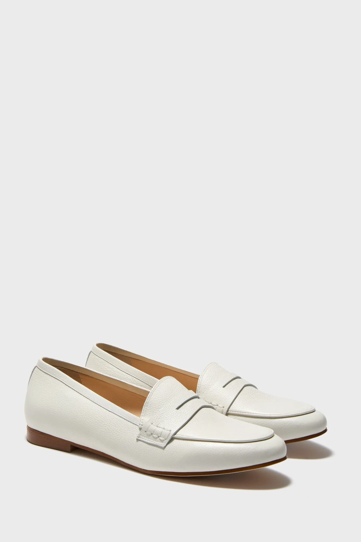 White Pebbled Rowan Leather Loafers