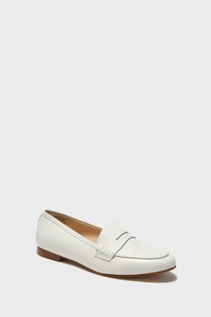 White Pebbled Rowan Leather Loafers