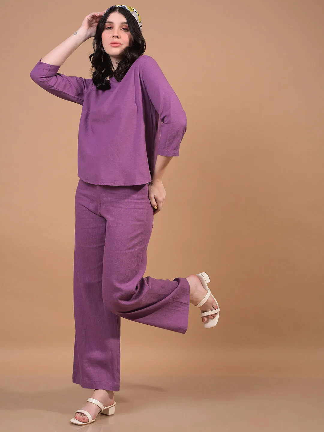 Women's Purple Linen Top