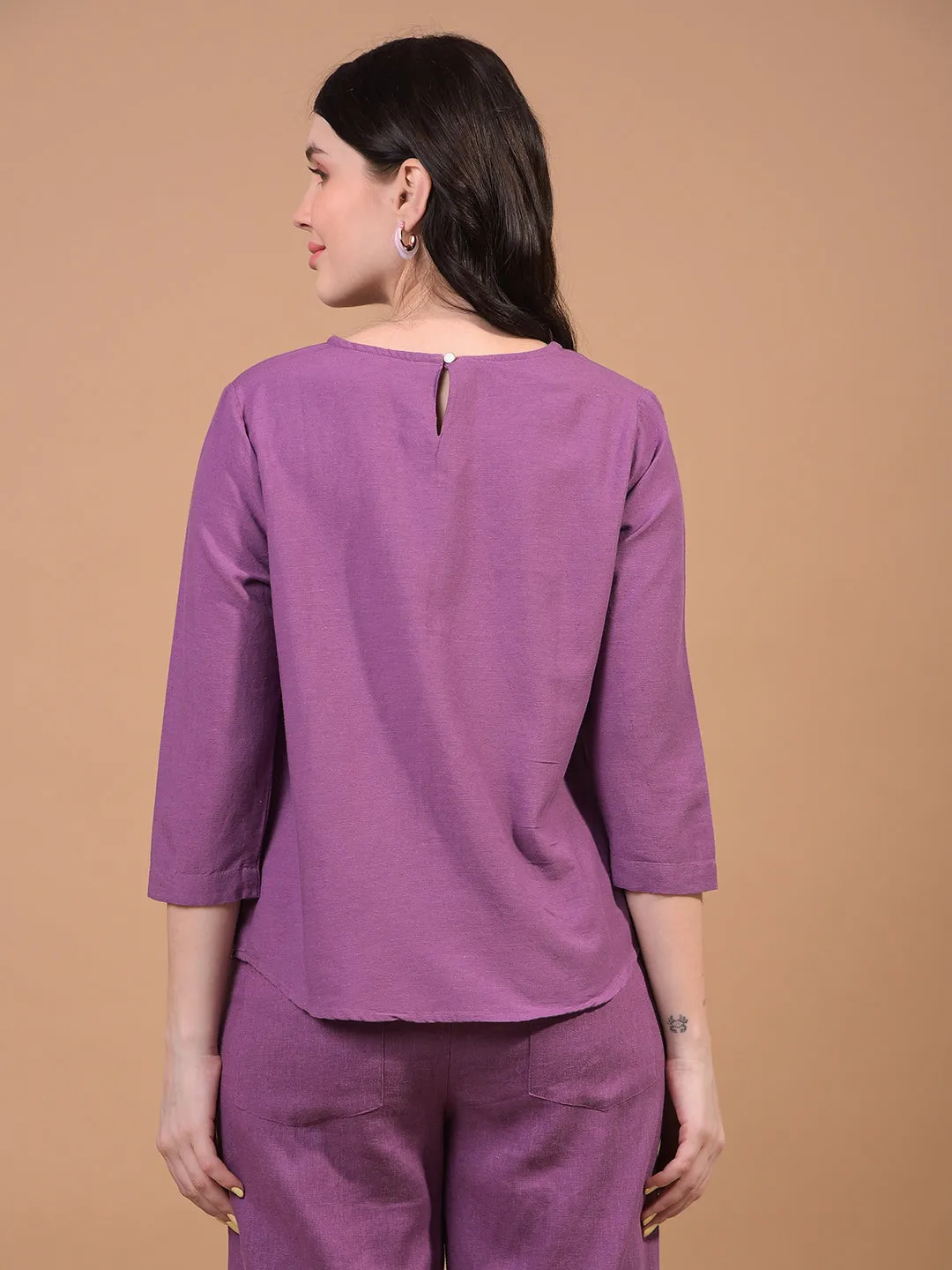 Women's Purple Linen Top