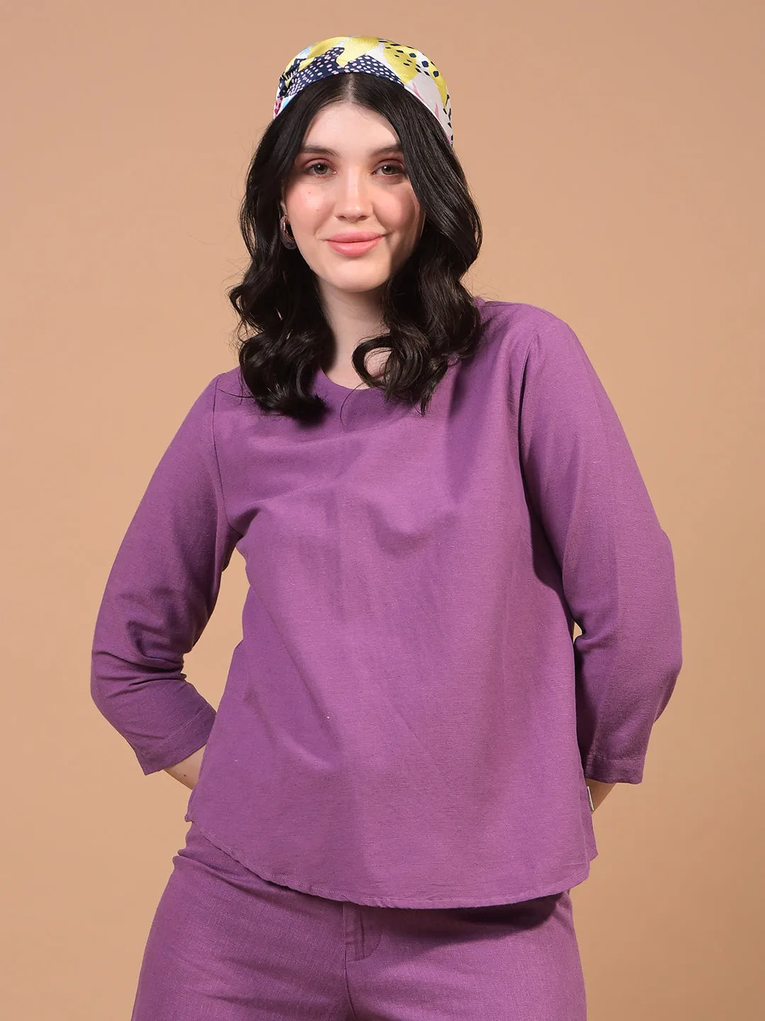 Women's Purple Linen Top