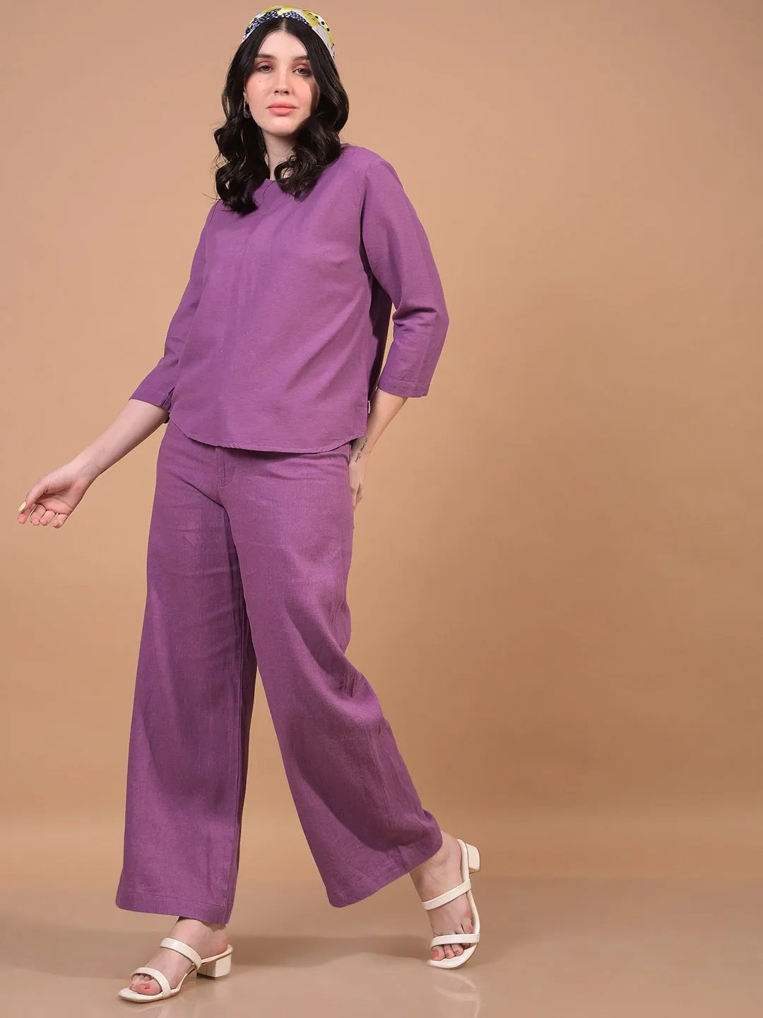 Women's Purple Linen Top