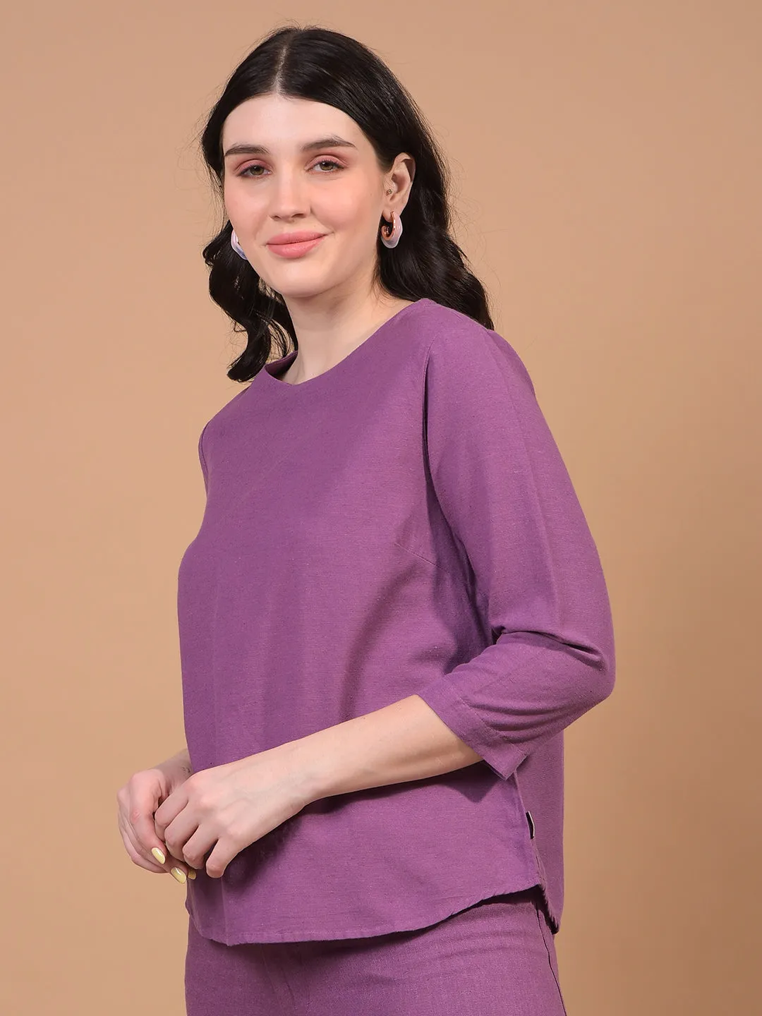 Women's Purple Linen Top