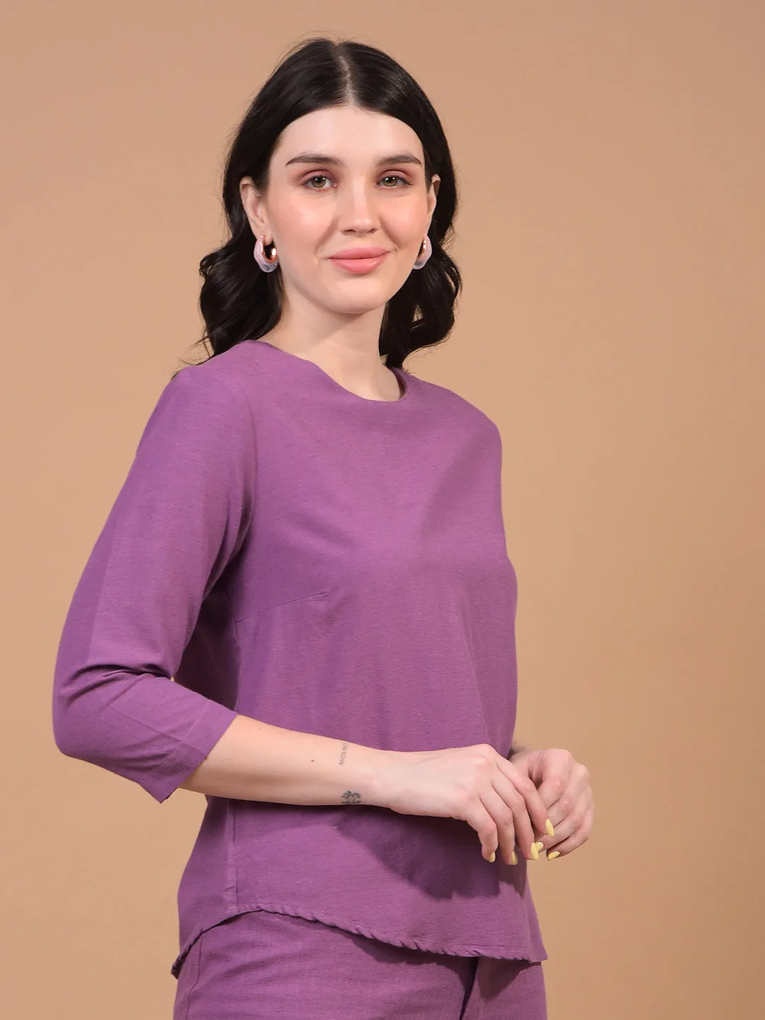 Women's Purple Linen Top