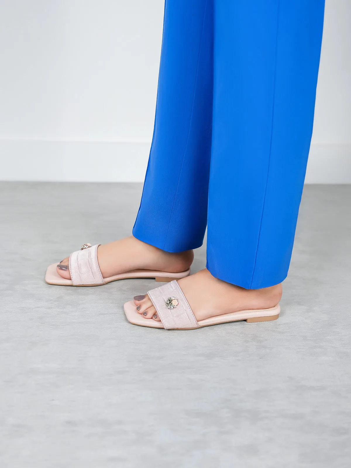 Womens "FERRULE" Satin Decorated Slippers