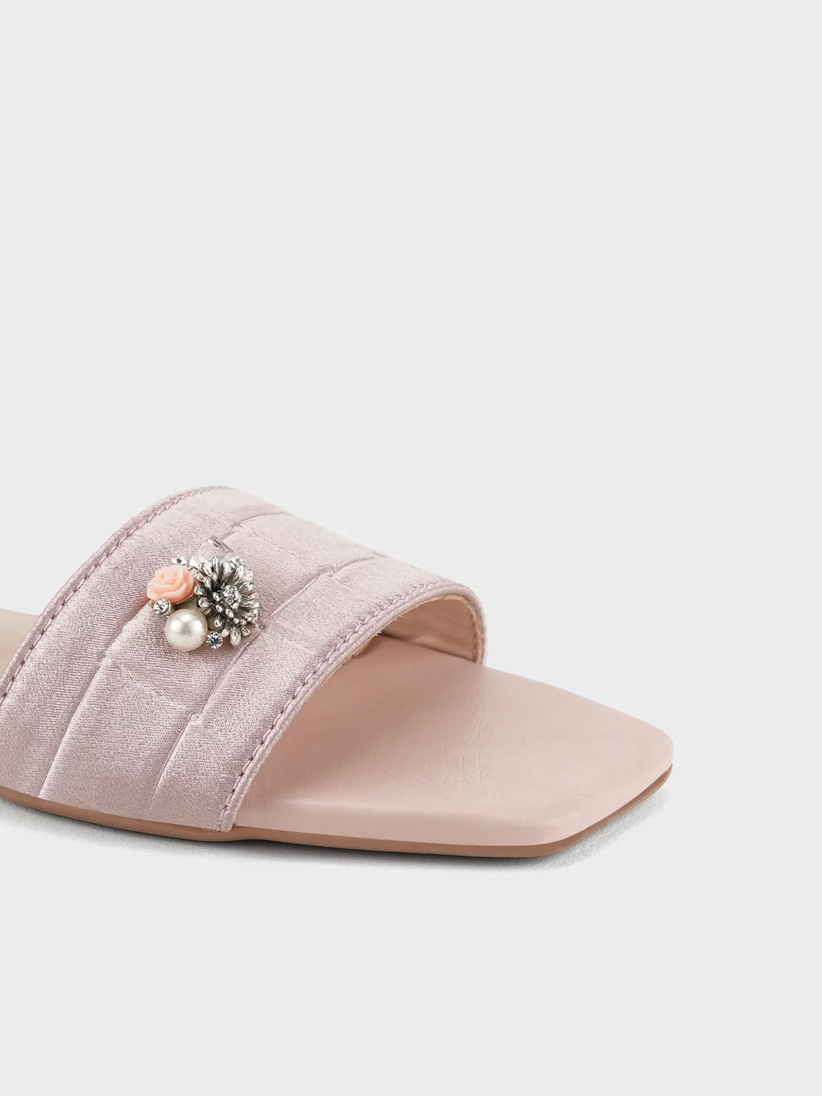 Womens "FERRULE" Satin Decorated Slippers