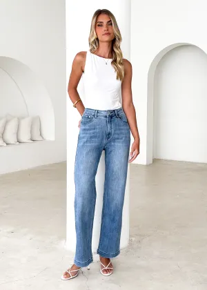 Zariah Stretch Jeans - Mid Blue