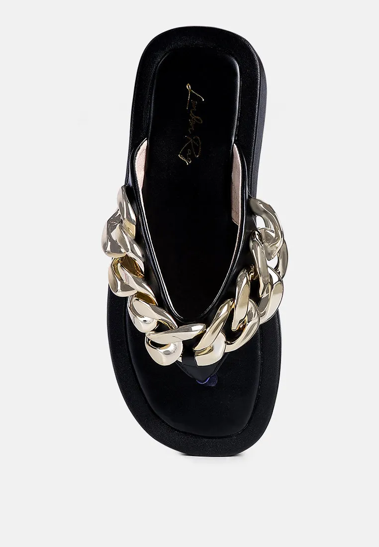 Zing Link Chain Thong Flats By Ruw