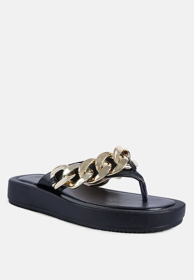 Zing Link Chain Thong Flats By Ruw