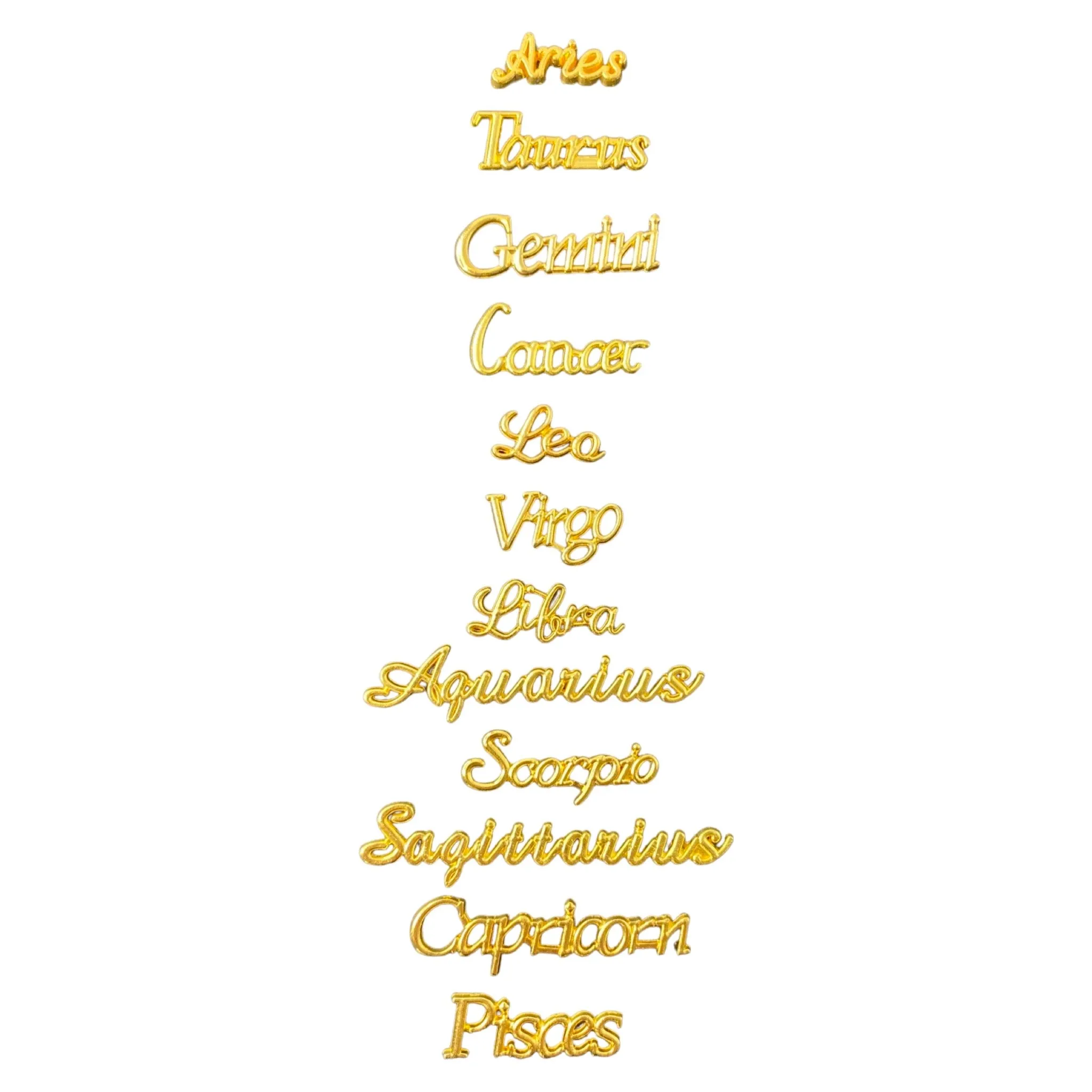 Zodiac Charms - Gold 12pc
